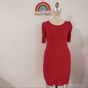 Banana Republic Jersey Dress Red Princess Sleeves
